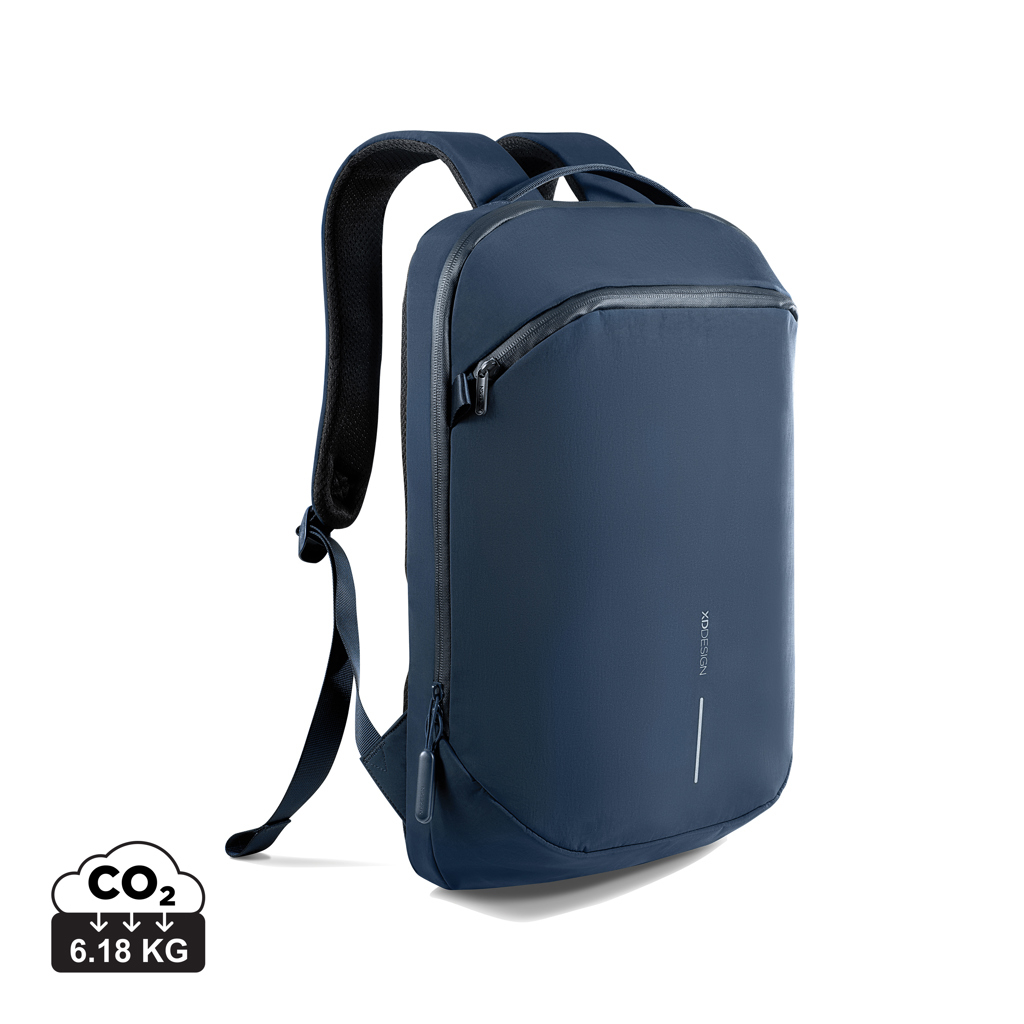 Sac à dos fin en nylon recyclé personnalisé Bobby Air bleu marine et gris